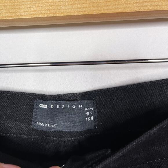 ASOS Design Maternity US 6 Black Relaxed Mom Jeans Elasticated Side Waistband - Picture 6 of 13